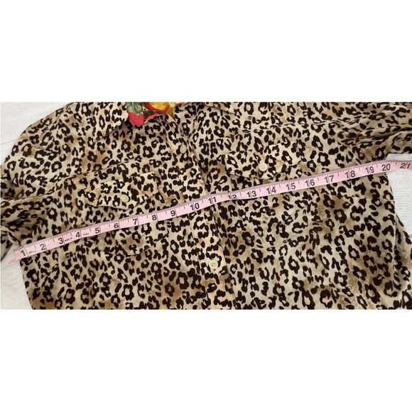 Jones New York Signature Leopard Floral Long Sleeve Button Down Shirt Cotton M - Picture 13 of 14